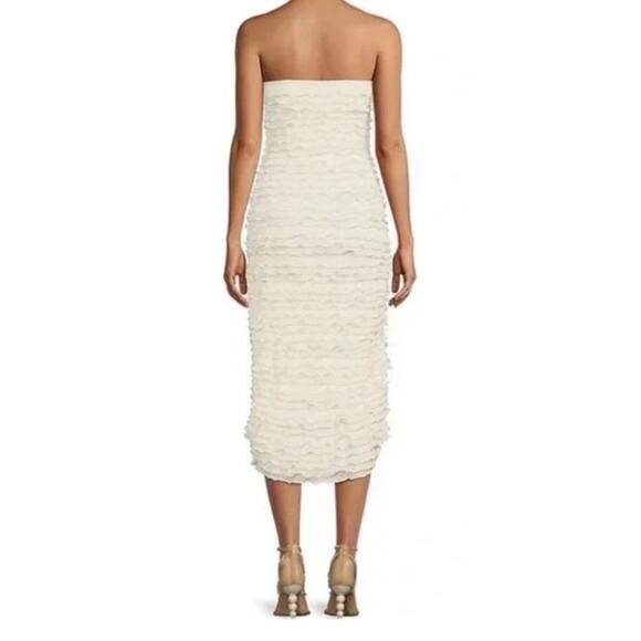 NWT Gianni Binni X Venita Aspen Odette Plisse Pearl Trim Strapless Sheath Dress - Picture 5 of 16